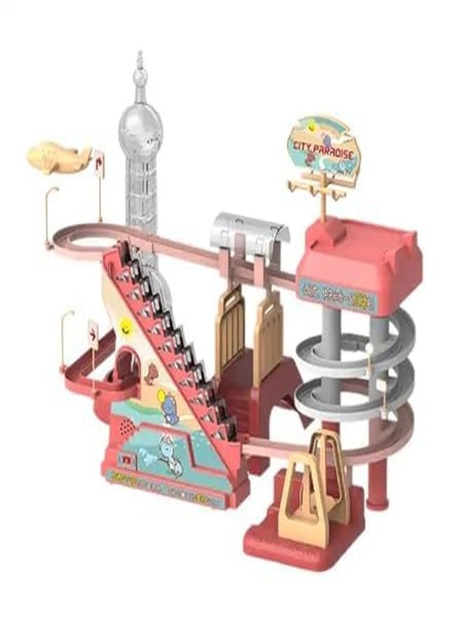 Samtop Dinosaur-Themed Car Race Track Set with Ramp Climbing Hills, Colorful Vehicle Construction Playset with Lights and Music for Preschool Kids Aged 3 and Up for Kids - Image 5